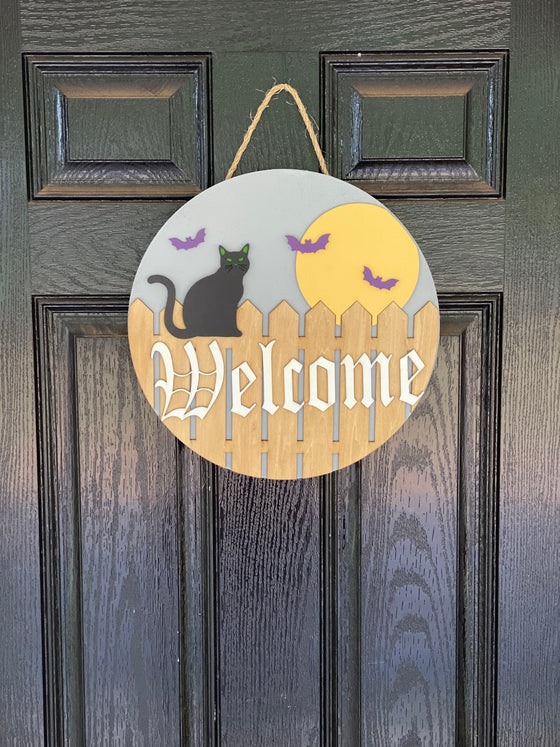 Cat "Welcome" - Hanging Sign