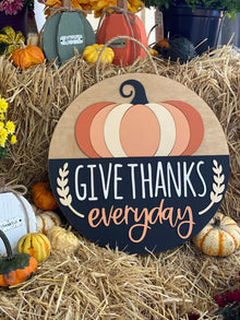  "GIVE THANKS everyday" Pumpkin - Hanging Sign