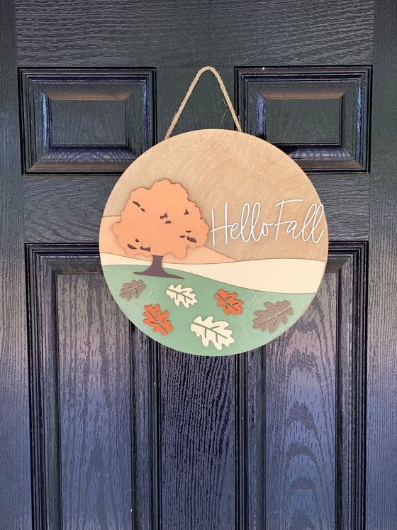 "Hello Fall" Tree - Hanging Sign