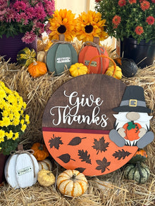  "Give Thanks" Gnome - Hanging Sign